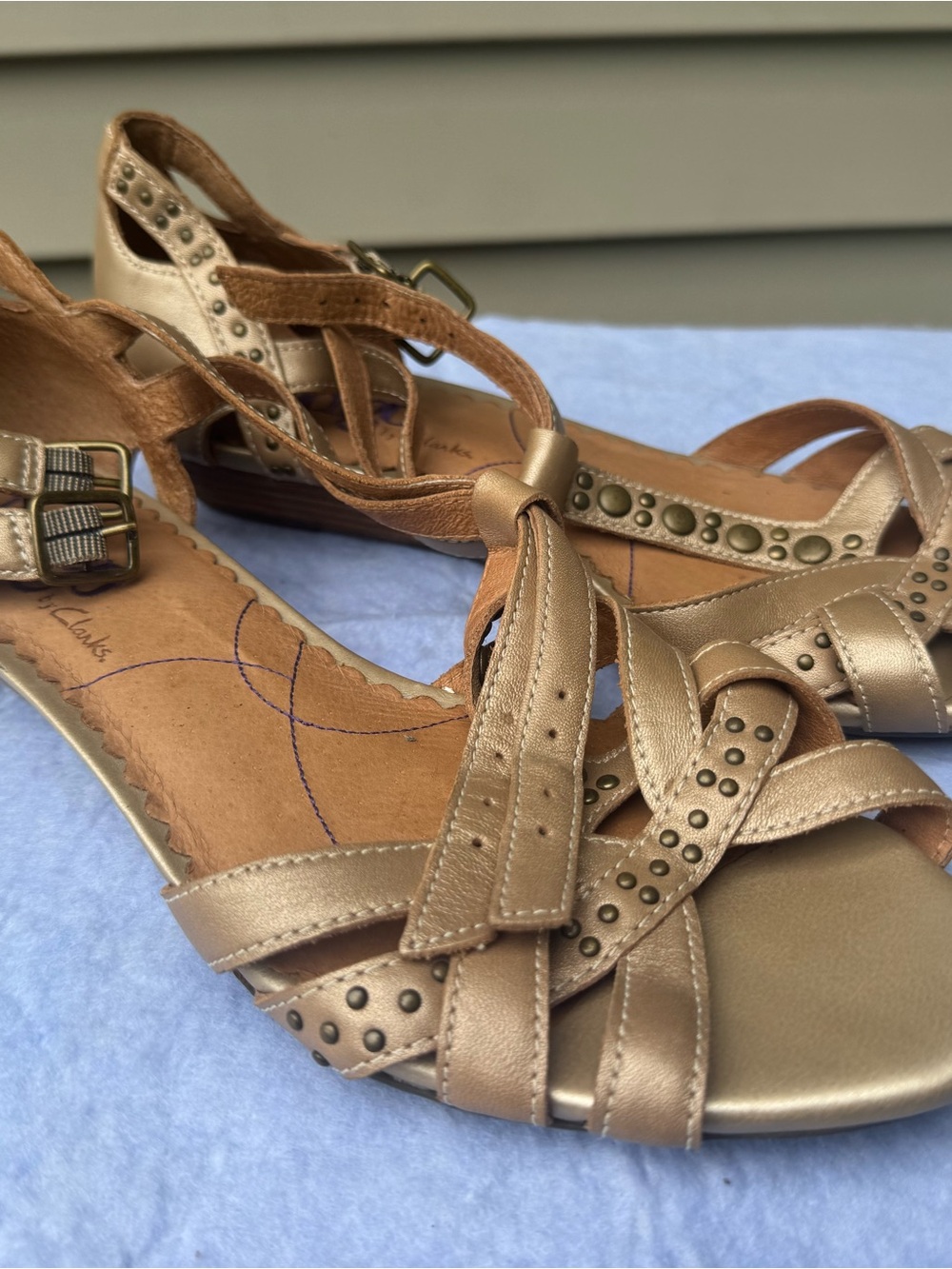 Clarks Women's Champagne Metallic Strappy Sandal